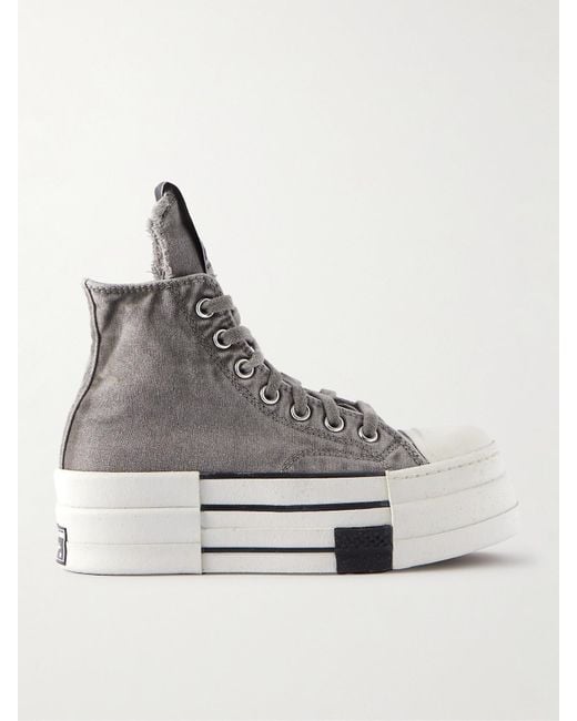 Rick Owens Metallic Converse Drkshdw Dbl Drkstar Chuck 70 Canvas Platform Sneakers