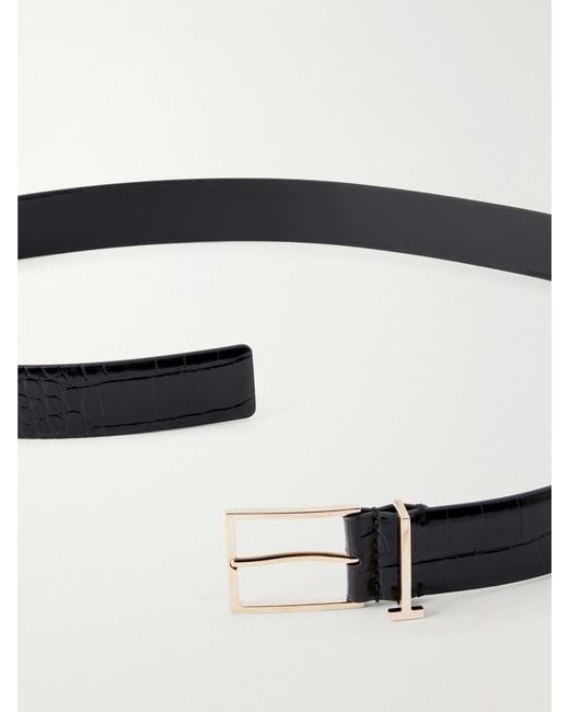 Tom Ford Black Croc-Effect Leather Belt