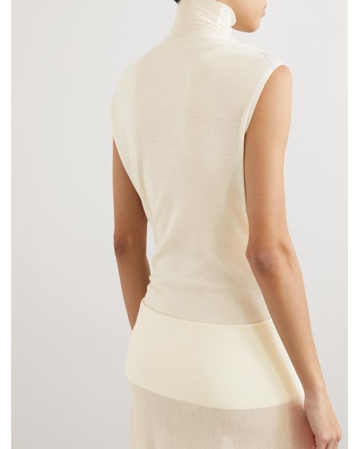 Alaïa Natural Wool-Blend Turtleneck Bodysuit