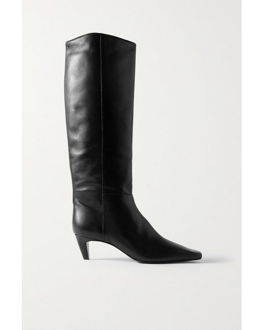 Reformation Denim Remy Leather Knee Boots in Black | Lyst UK