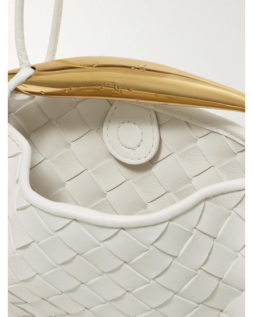 Bottega Veneta Natural Sardine Mini Intrecciato Leather Shoulder Bag