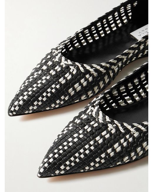 Gabriela Hearst White Aurora Two-Tone Woven Leather Ballet Flats