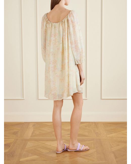 BERNADETTE Natural Bonnie Floral-Print Lyocell-Blend Mini Dress