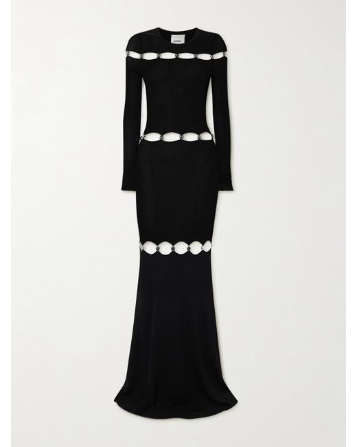 Isabel Marant Black Elmire Maxikleid Aus Strick Mit Cut-Outs Und Verzierungen