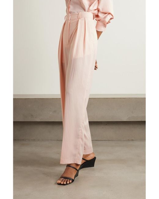Pantalon Droit En Crêpe De Chine À Fines Rayures Et À Plis Tansy Frankie Shop en coloris Pink