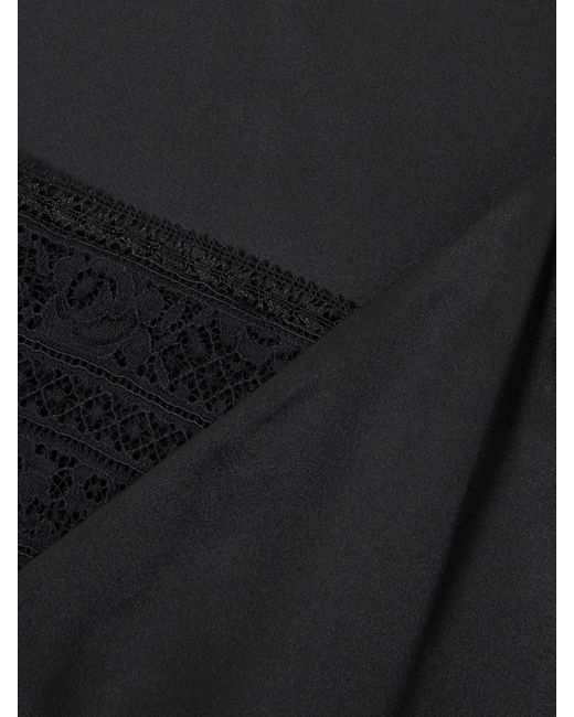 Eres Black Pensée Lace-Trimmed Silk-Satin Camisole