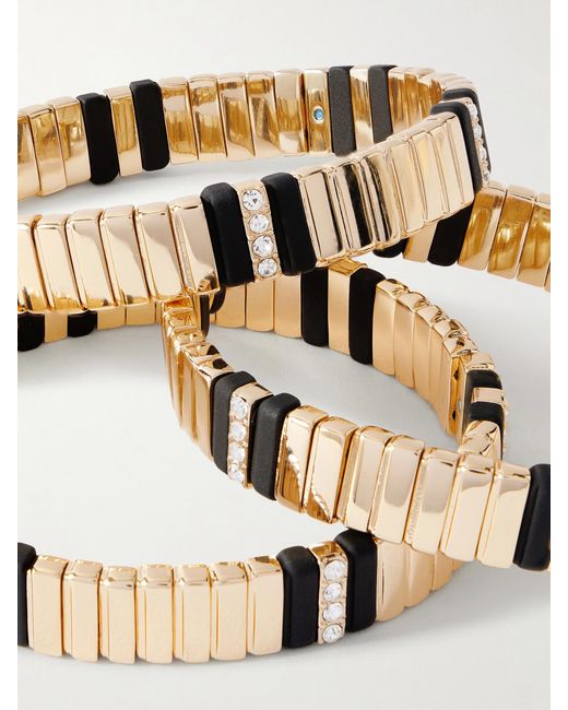 Roxanne Assoulin Metallic The Touch Of Midnight Set Of Three-Tone Cubic Zirconia Bracelets