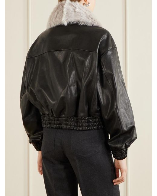 Nour Hammour Black Ellery Shearling-Trimmed Leather Jacket