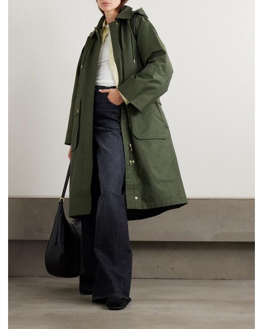 Barbour Green Maude Hooded Waxed Cotton-Blend Coat