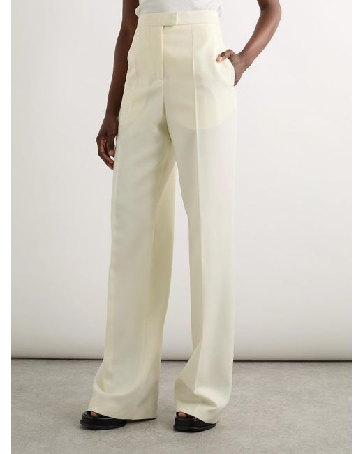 Alexander McQueen White Hose Mit Weitem Bein Aus Woll-Twill Mit Bügelfalten