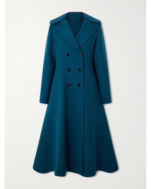 Alaïa Blue Double-Breasted Wool Coat