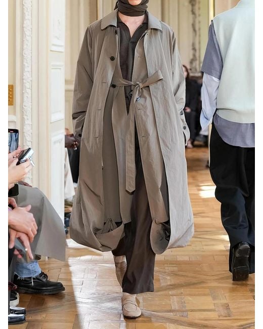 Ssstein Natural Layered Crinkled-Shell Trench Coat