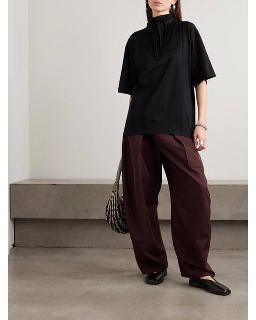 Lemaire Black Scarf-Detailed Oversized Organic Cotton-Jersey T-Shirt