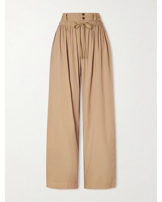 Isabel Marant Natural Inaya Satin Wide-Leg Pants