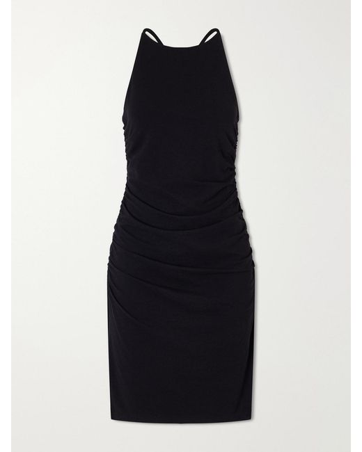 James Perse Black Ruched Tank Cotton-Blend Jersey Mini Dress