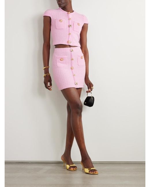 Self-Portrait Pink Minirock Aus Strick Mit Verzierungen