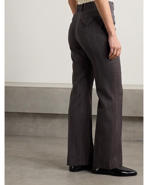Bottega Veneta Gray Striped Wool-Blend Straight-Leg Pants