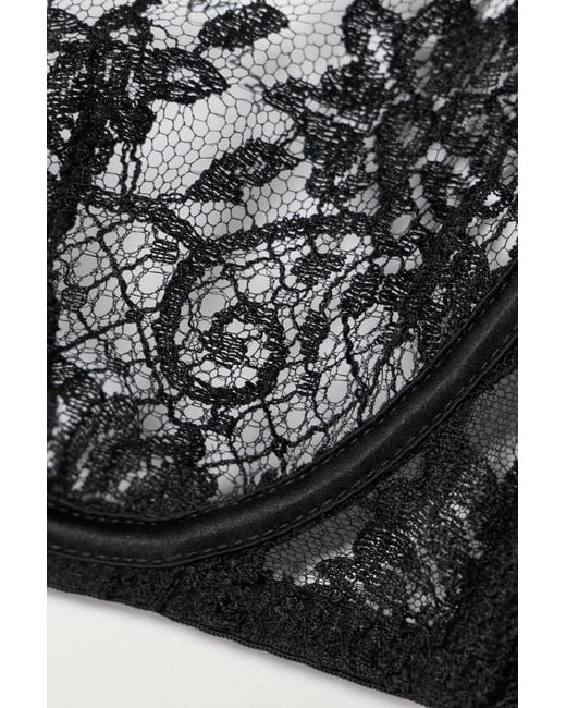Coco De Mer Hera Leavers Lace Underwired Balconette Bra in Black