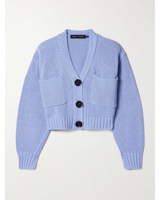 Proenza Schouler Blue Sofia Verkürzter Cardigan Aus Einer Baumwollmischung