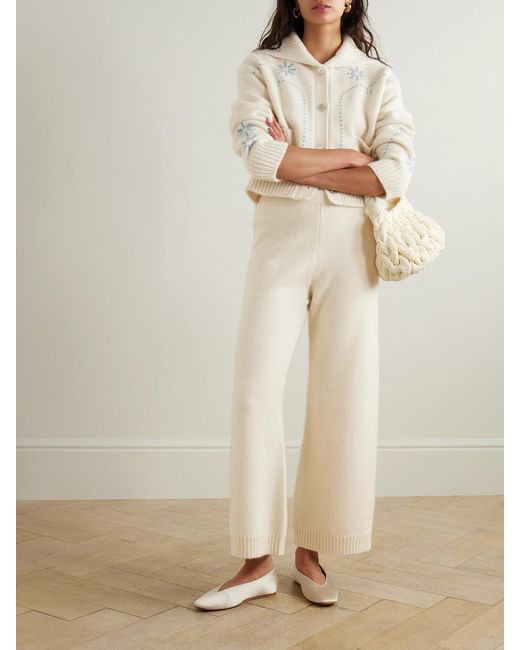 Calle Del Mar Natural Cashmere Wide-Leg Pants