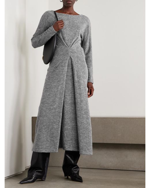 Proenza Schouler Gray Sai Pleated Bouclé Midi Dress