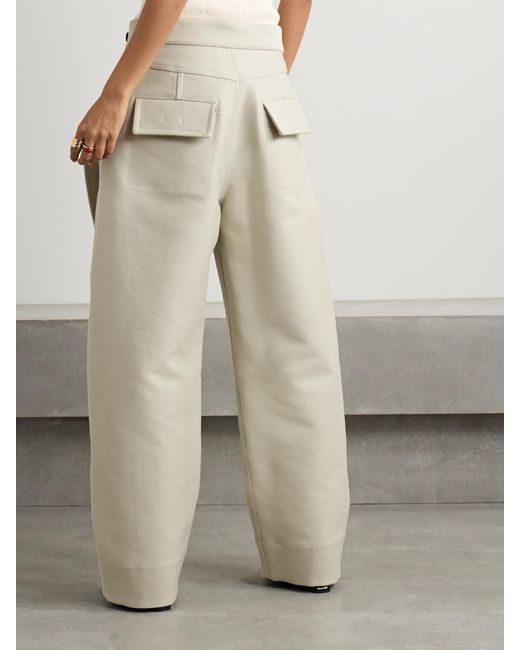 Pantalon Large En Gabardine De Coton À Superposition Bottega Veneta en coloris Natural