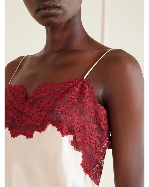 Saint Laurent Pink Lace-Trimmed Silk-Satin Camisole