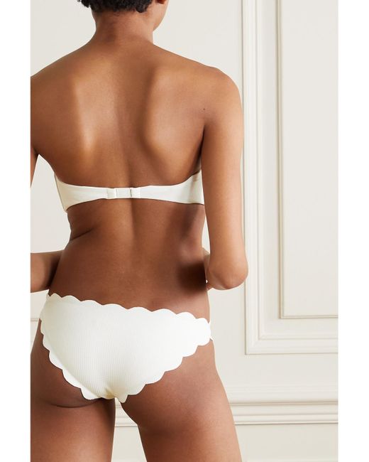Marysia Swim White Antibes Bikini-Höschen Aus Recyceltem Seersucker Mit Wellenkanten