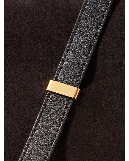 Nili Lotan Black Jane Leather-Trimmed Suede Shoulder Bag
