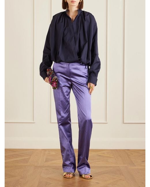 Dries Van Noten Blue Cotton-Poplin Wrap Shirt
