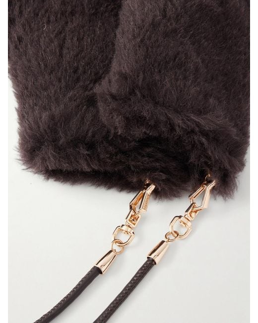 Max Mara Black Ombrato Strap-Detailed Alpaca, Wool And Silk-Blend Gloves