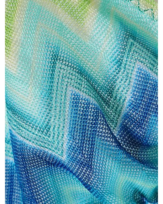 Missoni Blue Mare Triangel-Bikini Aus Gestreiftem Häkelstrick Mit Fransen