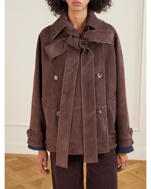 Loewe Brown Double-Breasted Suede Jacket
