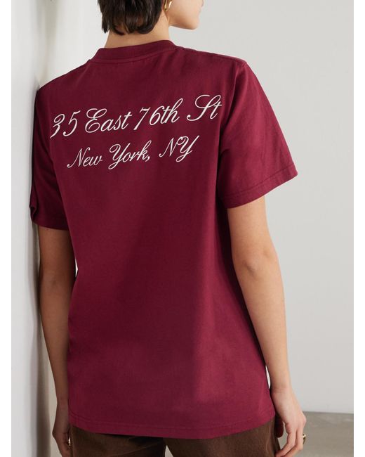 Sporty & Rich Red The Carlyle Printed Cotton-Jersey T-Shirt