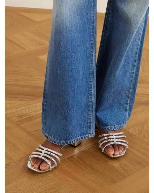 Aquazzura Natural Sensation 35 Embellished Metallic Leather Mule