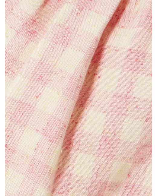 ShuShu/Tong Pink Bow-Detailed Checked Tweed Mini Dress