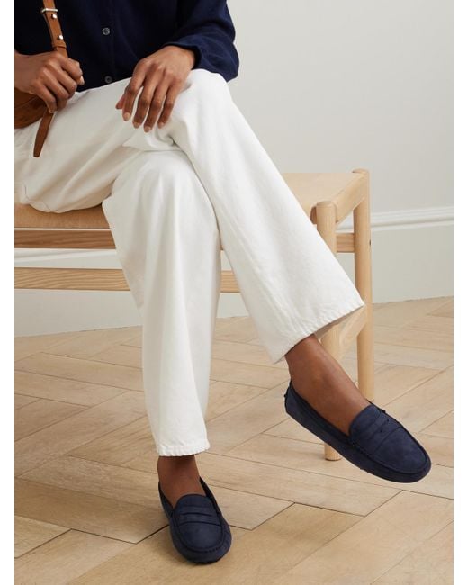 Tod's Blue Gommini Suede Loafers