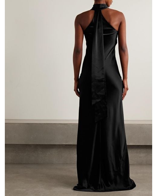 Galvan Black Pandora Satin Gown