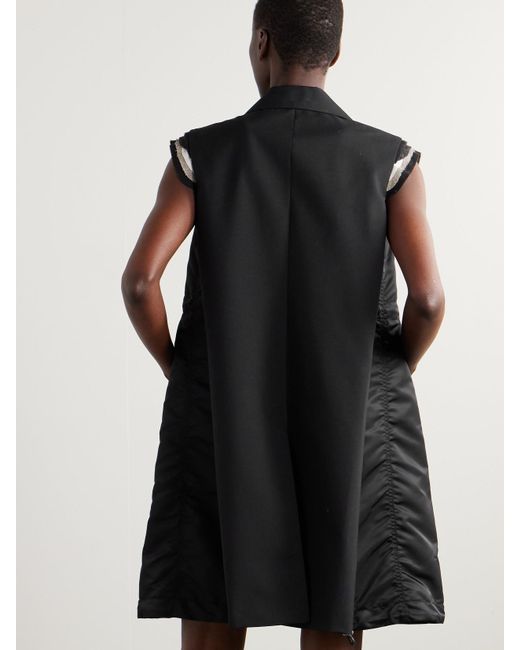 Sacai Black Canvas-Trimmed Grain De Poudre And Shell Vest
