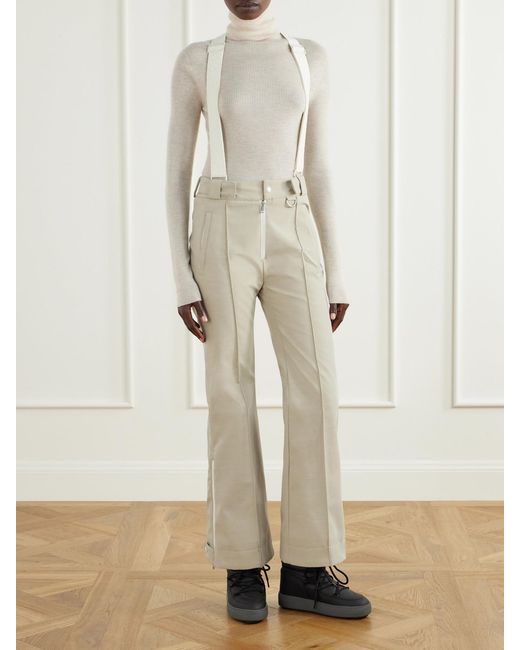 Yves Salomon White Pleated Flared Shell Ski Pants