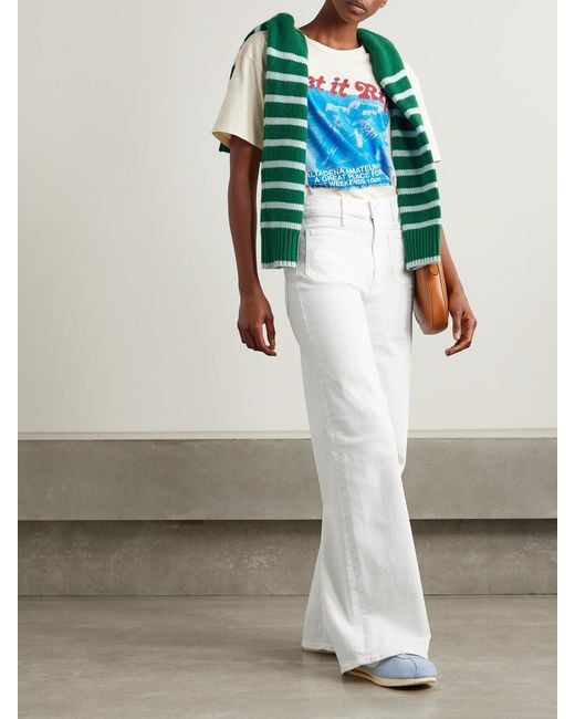 Mother White The Patch Pocket Undercover Sneak High-Rise Wide-Leg Jeans