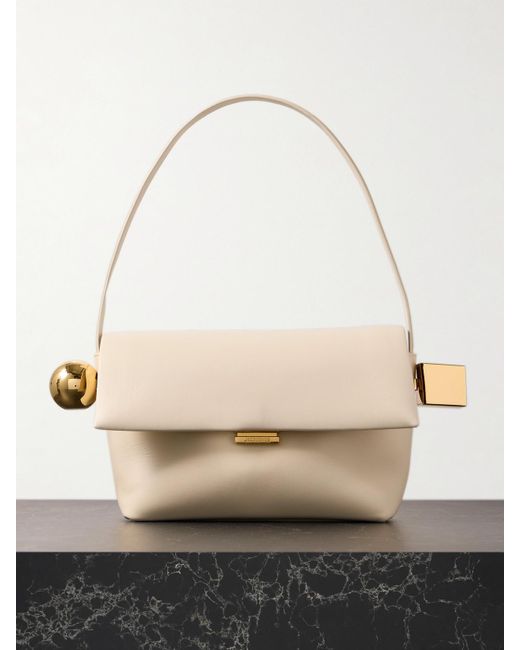 Jacquemus Natural The Rond Carré Schultertasche Aus Leder Mit Verzierungen