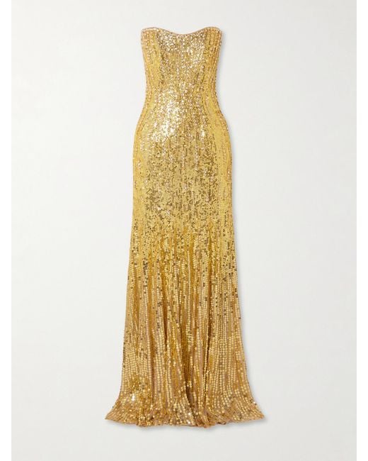 Jenny Packham Metallic Sarai Trägerlose Robe Aus Tüll Mit Pailletten