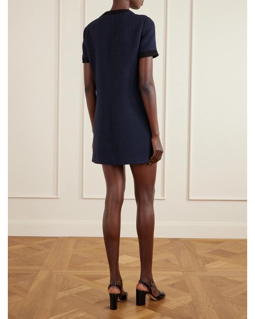 Gucci Blue Wool-Blend Bouclé Mini Dress