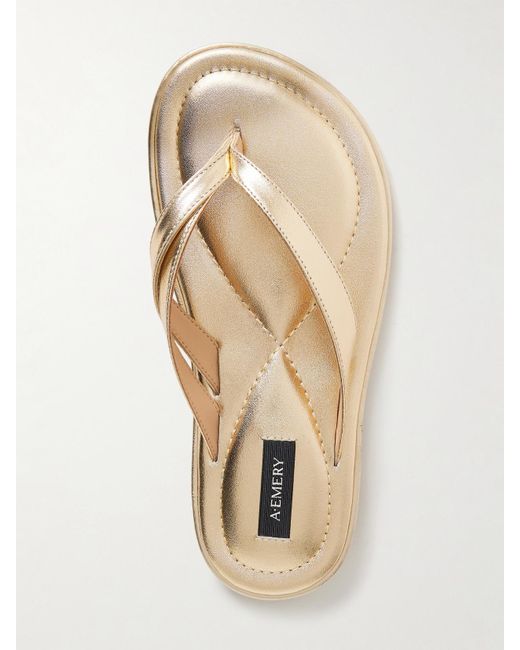 A.Emery Natural Morgan Metallic Leather Flip Flops