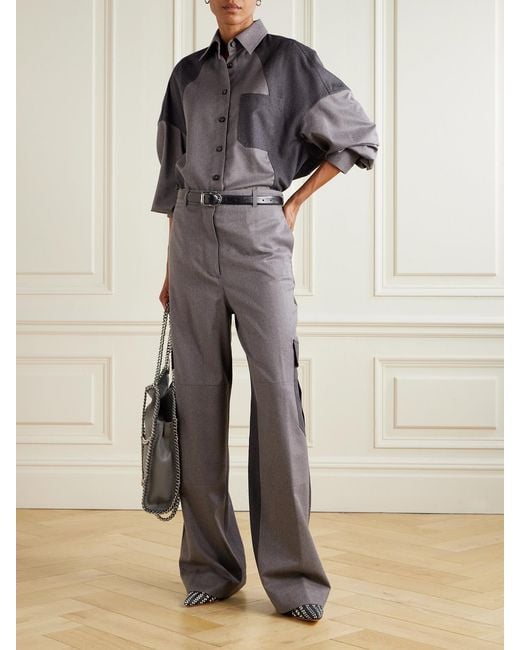 Stella McCartney Gray Oversized Paneled Wool-Twill Shirt