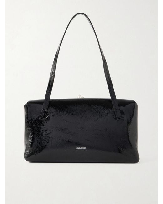 Jil Sander Black Goji Pillow Small Crinkled-Leather Shoulder Bag