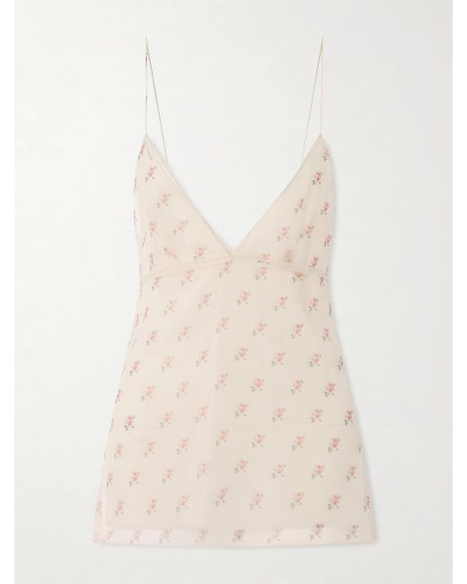 Khaite Natural Timy Floral-Print Silk-Organza Camisole