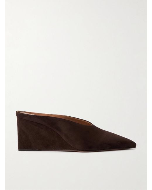 Alaïa Brown 75 Mules Aus Veloursleder Mit Keilabsatz