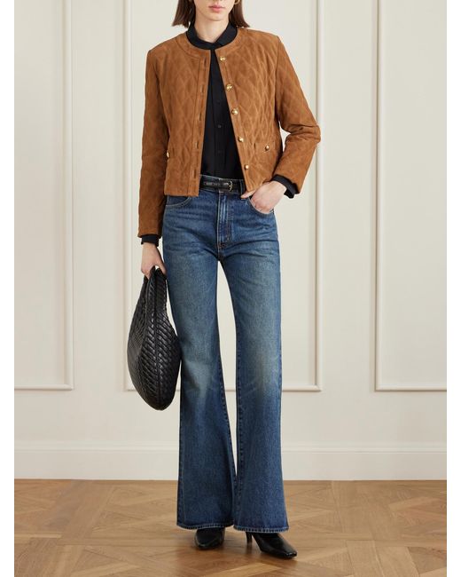 Nili Lotan Brown Amy Quilted Suede Jacket